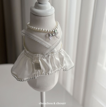 CHOUCHOU&amp;CHOURR - RIBBON PEARL NECKLACE _ SILVER 